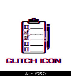 Quality control icon flat. Simple pictogram - Glitch effect. Vector illustration symbol Stock Vector