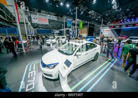 --FILE--People visit the stand of Dongfeng Motor Corporation during the 15th China (Guangzhou) International Automobile Exhibition, also known as Auto Stock Photo