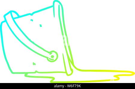 cold gradient line drawing of a cartoon spilled bucket of water Stock Vector