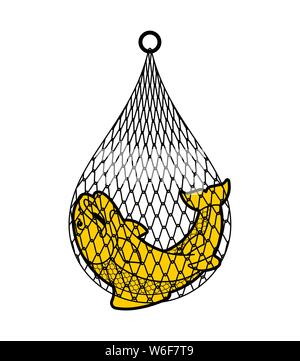 Fish in net. Fish catch. vector illustration Stock Vector