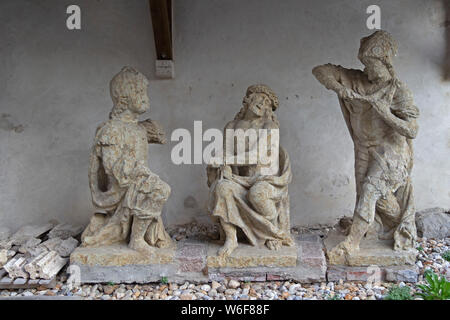 statues, Town Parish Church of the Assumption of Mary, Deggendorf, Bavarian Forest, Lower Bavaria, Germany Stock Photo