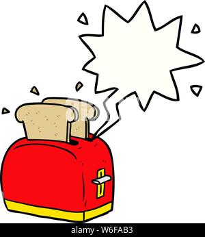 cartoon toaster toasting bread with speech bubble Stock Vector