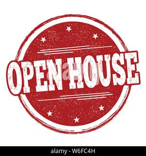 Open house sign or stamp on white background, vector illustration Stock Vector