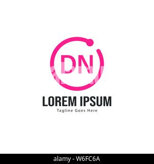 Initial DN logo template with modern frame. Minimalist DN letter logo vector illustration design Stock Vector