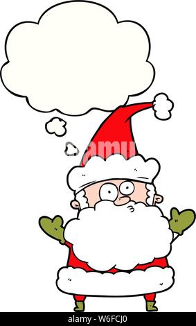 cartoon confused santa claus with thought bubble Stock Vector
