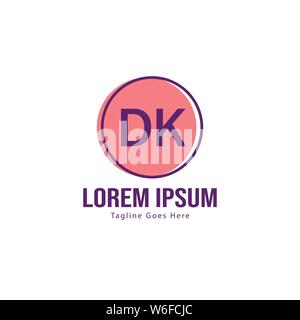 Initial DK logo template with modern frame. Minimalist DK letter logo vector illustration design Stock Vector