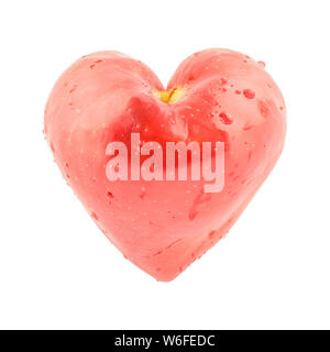 Red apple in the shape of a heart isolated on a white background Stock Photo