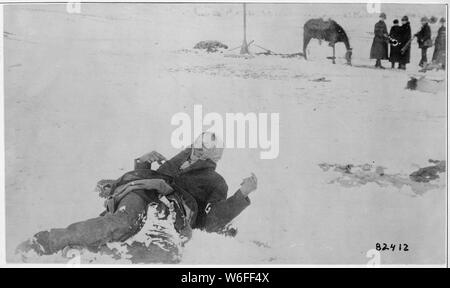 Big Foot, leader of the Sioux, captured at the battle of Wounded Knee, S.D. Here he lies frozen on the snow-covered battlefield where he died, 1890 Stock Photo