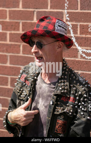 Blackpool, Lancashire, UK. 1st August,  2019.  Rebellion Festival world's largest punk festival in Blackpool. At the beginning of August, Blackpool’s Winter Gardens plays host to a massive line up of punk bands for the 21st edition of Rebellion Festival attracting thousands of tourists to the resort.  Over 4 days every August in Blackpool, the very best in Punk gather for this social event of the year with 4 days of music across 6 stages with masses of bands. Credit; MediaWorldImages/Ģ����ý Live News Stock Photo