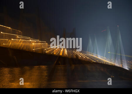 The image of Worli bandra sealink bridge at night in  Mumbai, India Stock Photo