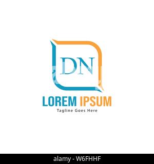 Initial DN logo template with modern frame. Minimalist DN letter logo vector illustration design Stock Vector
