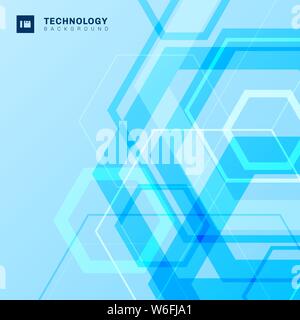 Abstract geometric hexagons shape technology digital futuristic concept blue background with space for your text. Vector illustration Stock Vector