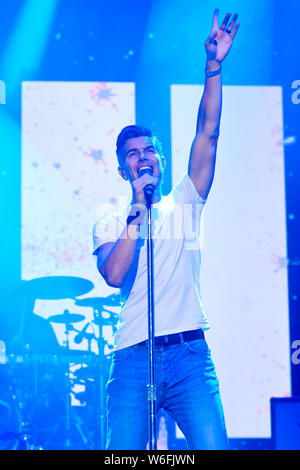 WANTAGH, NY - JUL 26: Nick Hexum of 311 performs in concert on July 26, 2019 at Northwell Health at Jones Beach Theater in Wantagh, New York. Stock Photo