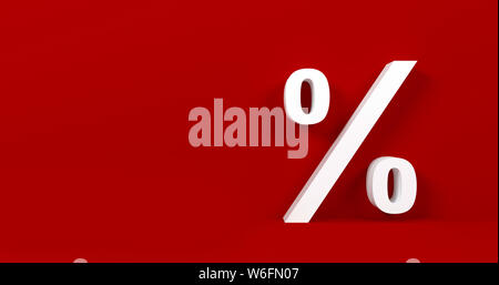 Percentage symbol for finance, discount or promo concepts on red background Stock Photo