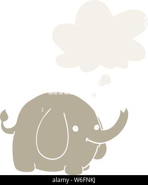 cartoon elephant with thought bubble in retro style Stock Vector