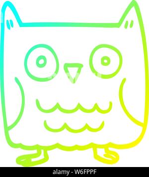 cold gradient line drawing of a funny cartoon owl Stock Vector