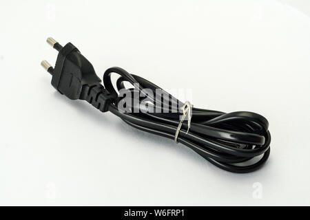 2 pin power cord on white background Stock Photo