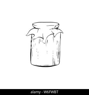 Honey Sketch Glass Jar with Canned Sweet Food. Isolated Vector Illustration for Logo Design or Poster Stock Vector