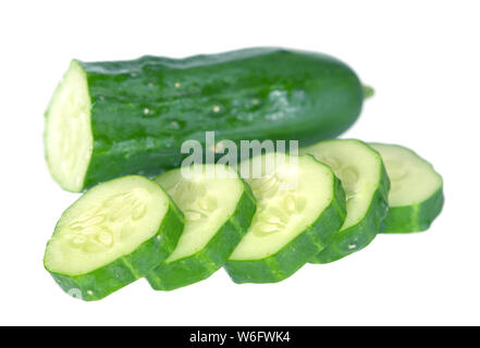 sliced cucumber isolate on white background Stock Photo