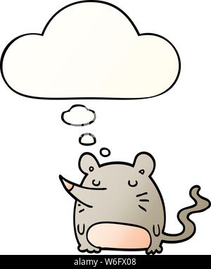 cartoon mouse with thought bubble in smooth gradient style Stock Vector