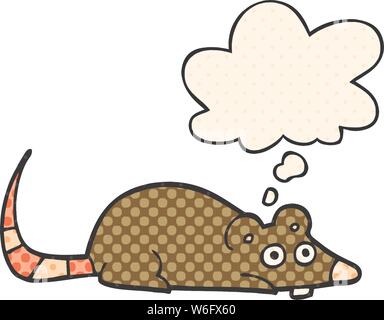 cartoon mouse with thought bubble in comic book style Stock Vector