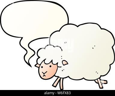 cartoon sheep with speech bubble in smooth gradient style Stock Vector