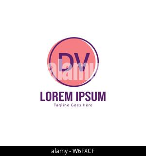 Initial DV logo template with modern frame. Minimalist DV letter logo vector illustration design Stock Vector