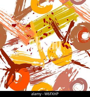 Seamless pattern of yellow, gray, green blots of ink. Collection of color ink abstract textures. Grunge ink pen - vector Brush Stroke. Distressed quil Stock Vector