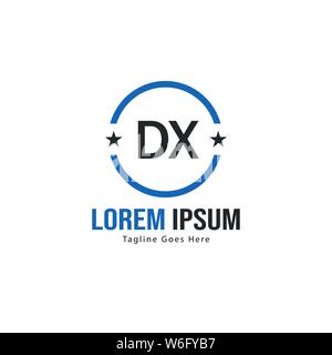 Initial DX logo template with modern frame. Minimalist DX letter logo vector illustration design Stock Vector