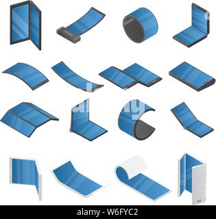 Flexible display icons set, isometric style Stock Vector