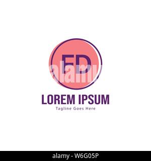 Initial FD logo template with modern frame. Minimalist FD letter logo vector illustration design Stock Vector