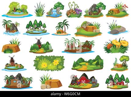 Large group of isolated objects theme - nature illustration Stock Vector