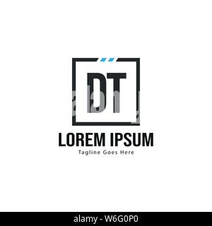 Initial DT logo template with modern frame. Minimalist DT letter logo ...