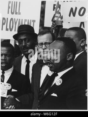 Civil Rights March on Washington, D.C. [Dr. Martin Luther King, Jr., President of the Southern Christian Leadership Conference, and Mathew Ahmann, Executive Director of the National Catholic Conference for Interrracial Justice, in a crowd.] Stock Photo