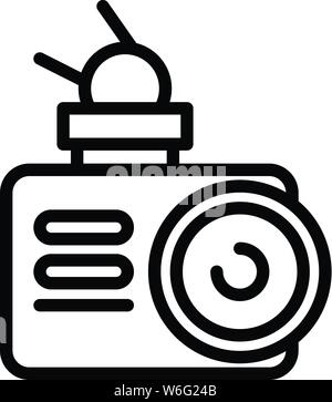 Outdoor camera front view icon, outline style Stock Vector