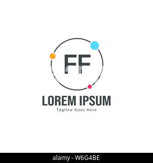 Initial FF logo template with modern frame. Minimalist FF letter logo vector illustration design Stock Vector