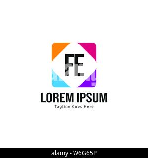 Initial FE logo template with modern frame. Minimalist FE letter logo vector illustration design Stock Vector