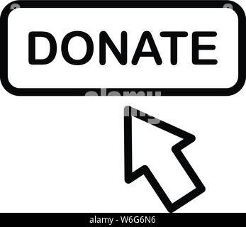 Donate button icon, outline style Stock Vector