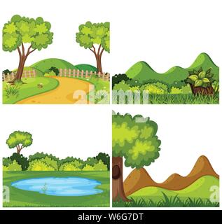 A set of outdoor scene including water illustration Stock Vector Image ...