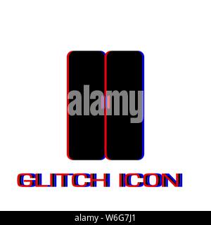 Double door icon flat. Simple pictogram - Glitch effect. Vector illustration symbol Stock Vector