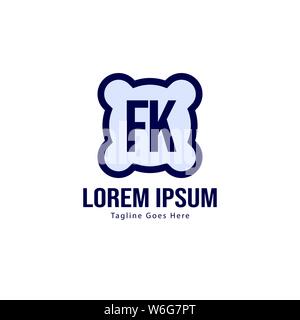 Initial FK logo template with modern frame. Minimalist FK letter logo vector illustration design Stock Vector