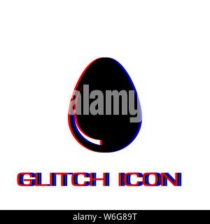 Egg icon flat. Simple pictogram - Glitch effect. Vector illustration symbol Stock Vector
