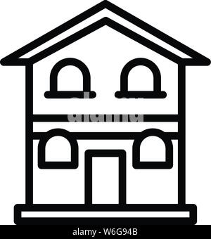 Two storey house icon, outline style Stock Vector