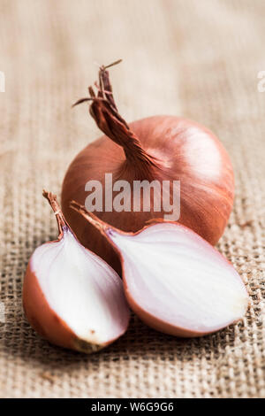 Banana and round shallots Stock Photo