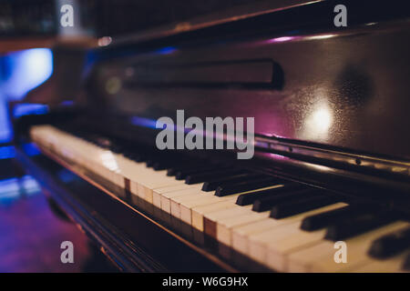 grand piano on the stage before the performance. Stock Photo