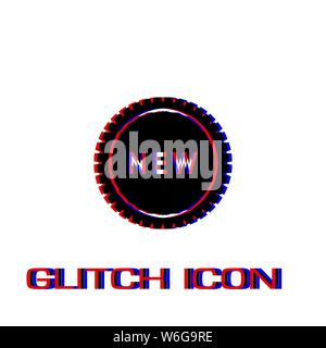 New icon flat. Simple pictogram - Glitch effect. Vector illustration symbol Stock Vector