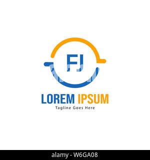 Initial FJ logo template with modern frame. Minimalist FJ letter logo vector illustration design Stock Vector