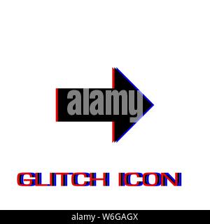 Arrow icon flat. Simple pictogram - Glitch effect. Vector illustration symbol Stock Vector