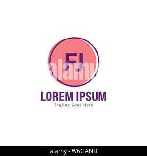Initial FJ logo template with modern frame. Minimalist FJ letter logo vector illustration design Stock Vector