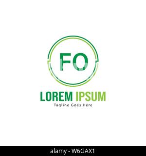 Initial FO logo template with modern frame. Minimalist FO letter logo vector illustration design Stock Vector